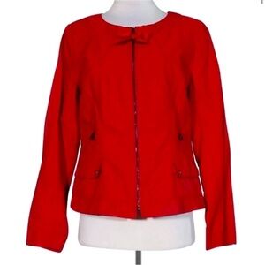EUC Elie Tahari Zaria Red Fitted Zip Up Jacket
